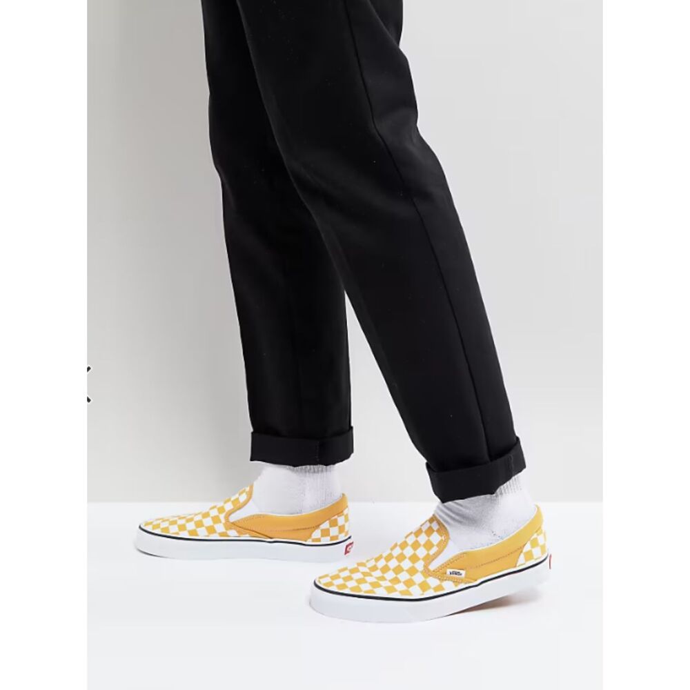 Vans Checkerboard Yellow Classic Slip On Unisex Skate Streetwear Shoes M6.5/W 8